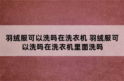 羽绒服可以洗吗在洗衣机 羽绒服可以洗吗在洗衣机里面洗吗